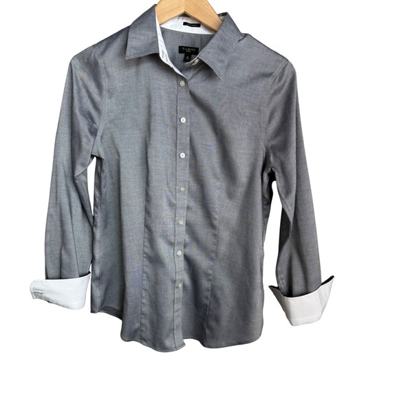 Talbots Women's 8P Gray 100% Cotton Dress Shirt Button Front Long Sleeve - Picture 1 of 5